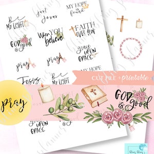 FAITH PRINTABLE PLANNER Stickers, Printable faith quote Stickers, printable pray sticker, bible printable sticker, faith planning stickers,