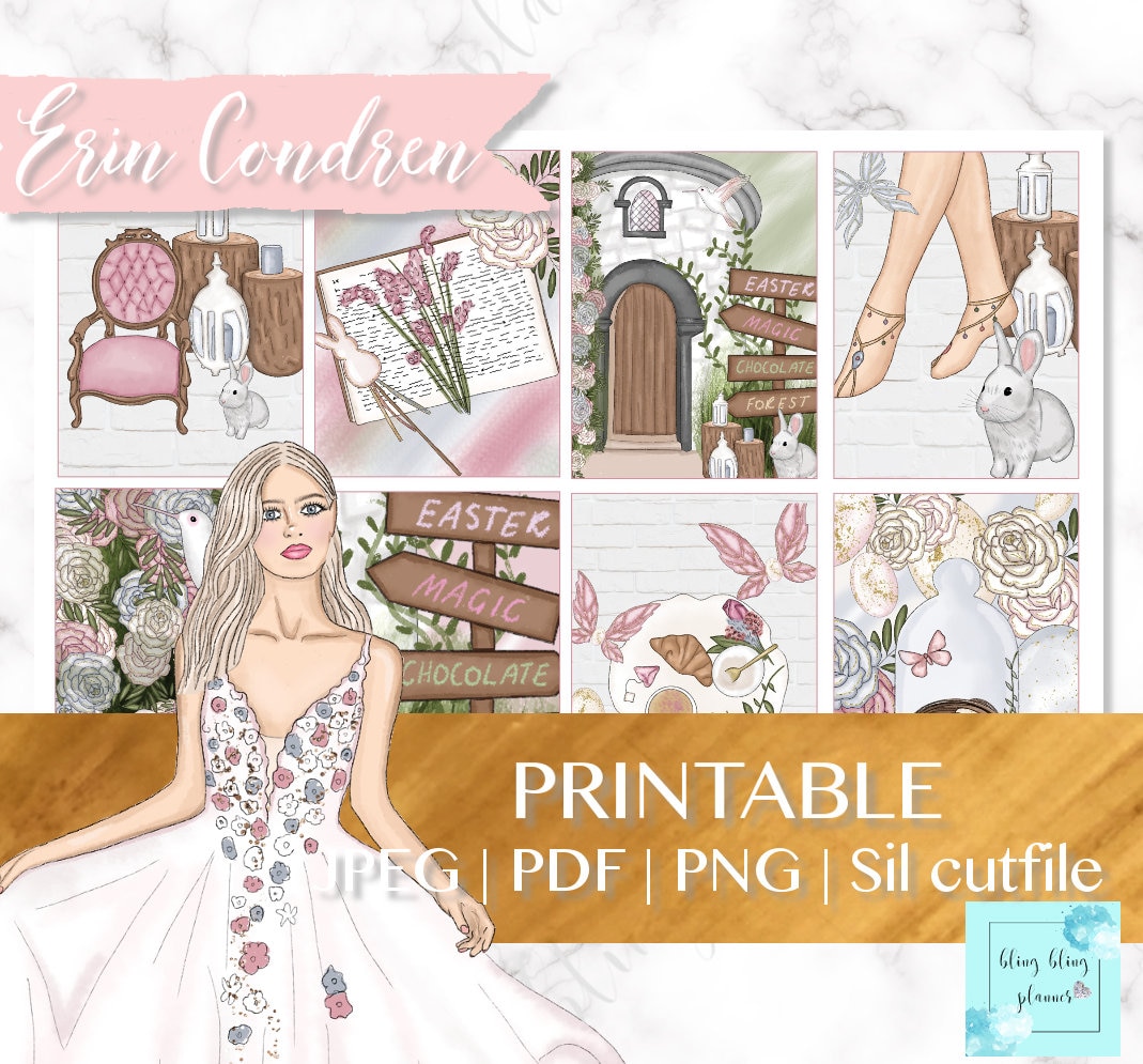 EASTER Girl PLANNER STICKERS Printable Easter Planner - Etsy