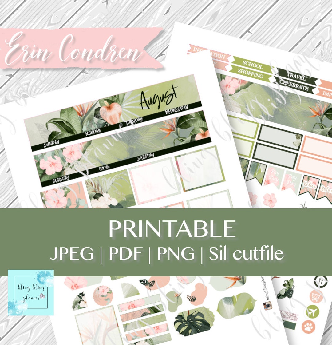 AUGUST MONTHLY KIT Printable, August Monthly Printable, Monthly Planner ...