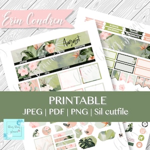AUGUST MONAT KIT druckbar, August monatlich druckbar, Monatsplaner Kit, August Erin Condren Kit, Sommer monatlich druckbare Aufkleber