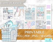 TIDY UP HAPPY Planner Stickers, Happy Planner Printable, house cleaning stickers, clean planner sticker, Happy Planner printable weekly, kit