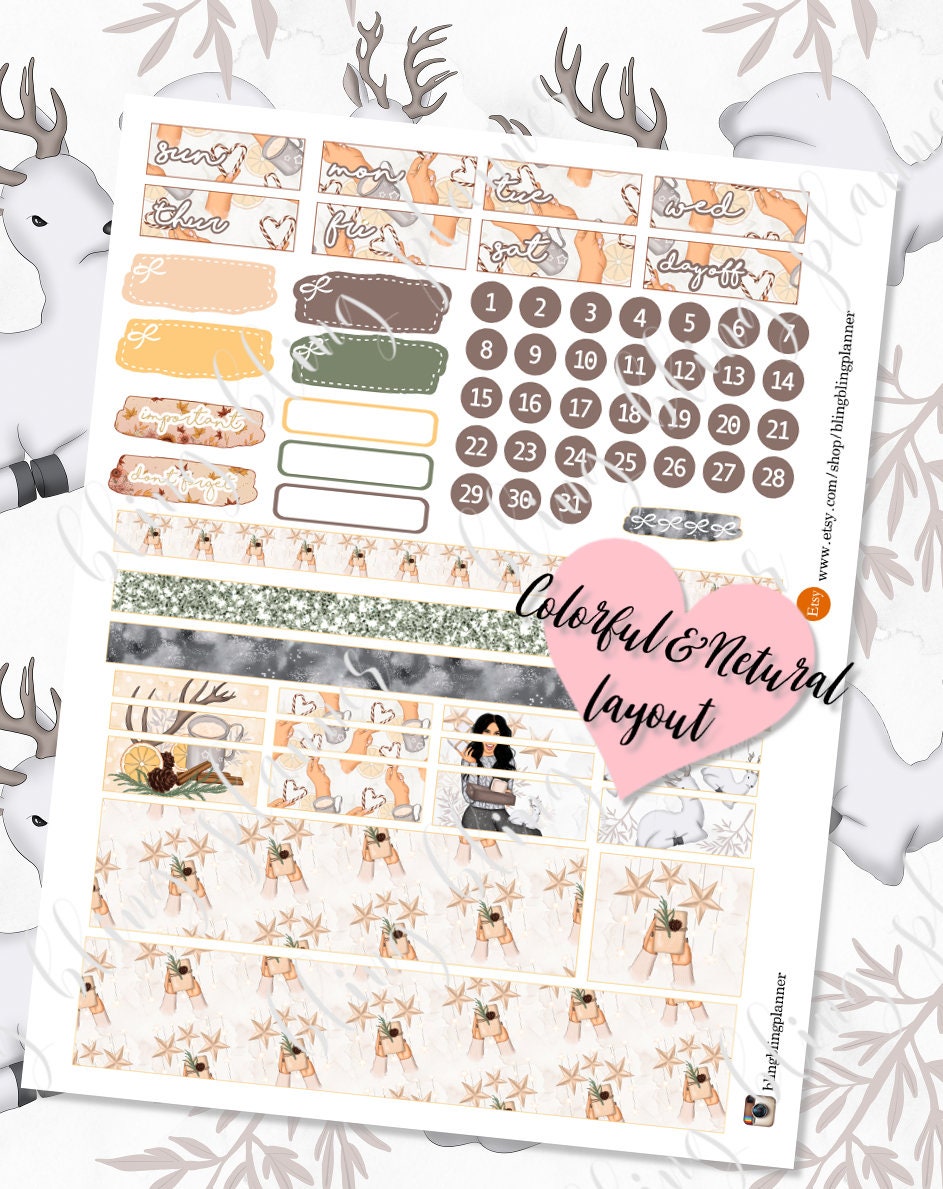 WINTER PRINTABLE PLANNER Stickers Winter Snow Printable kit | Etsy