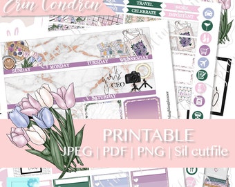 MONTHLY VIEW PLANNER kit Printable, Girl Boss planner sticker kit, May Printable Planner kit, monthly view stickers, Erin condren monthly