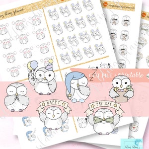 DAILY PLANNING Stickers, Printable Owl Sticker Icon, Printable Pay Day ...