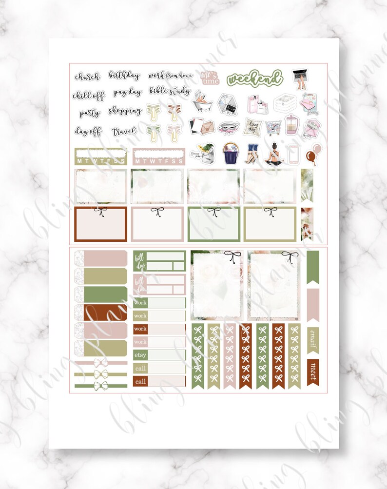SPRING FLORAL PRINTABLE Planner Sticker, Spring Printable Weekly Kit ...