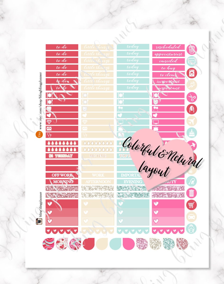 VALENTINES DAY PRINTABLE Planner Stickers February Weekly - Etsy