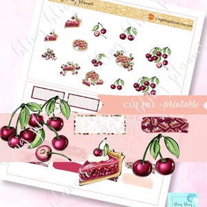 CHERRY and CHERRY Pie PRINTABLE Stickers, Printable Quarter Box ...