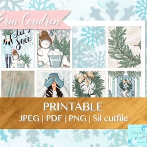 WINTER PRINTABLE PLANNER Stickers, Winter Snow Printable kit,  winter planner sticker kit, printable erin condren, digital planner stickers