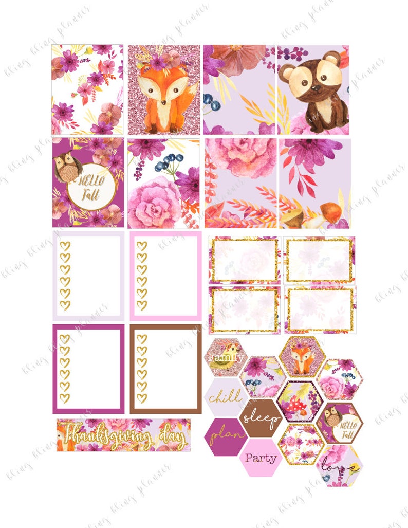 FOX PLANNER STICKERS, Fall Printable Weekly Kit, Autumn Sticker Kit ...