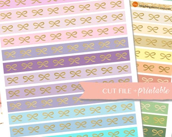 PRINTABLE WASHI TAPE, printable masking tape, printable deco stickers, pink, purple printable, bow washi printable, printable bow stickers