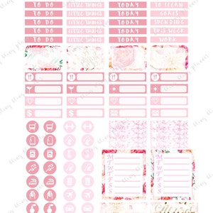 FLORAL STICKER KIT, Floral Planner Stickers, Spring Planner Stickers, Planner Sticker Kit, Printable Weekly Kit, Spring Planner Kit, Peony image 3