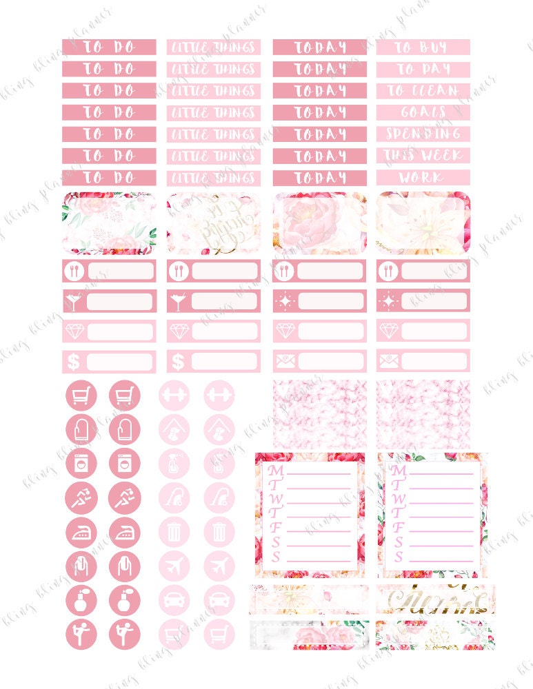 FLORAL STICKER KIT, Floral Planner Stickers, Spring Planner Stickers ...
