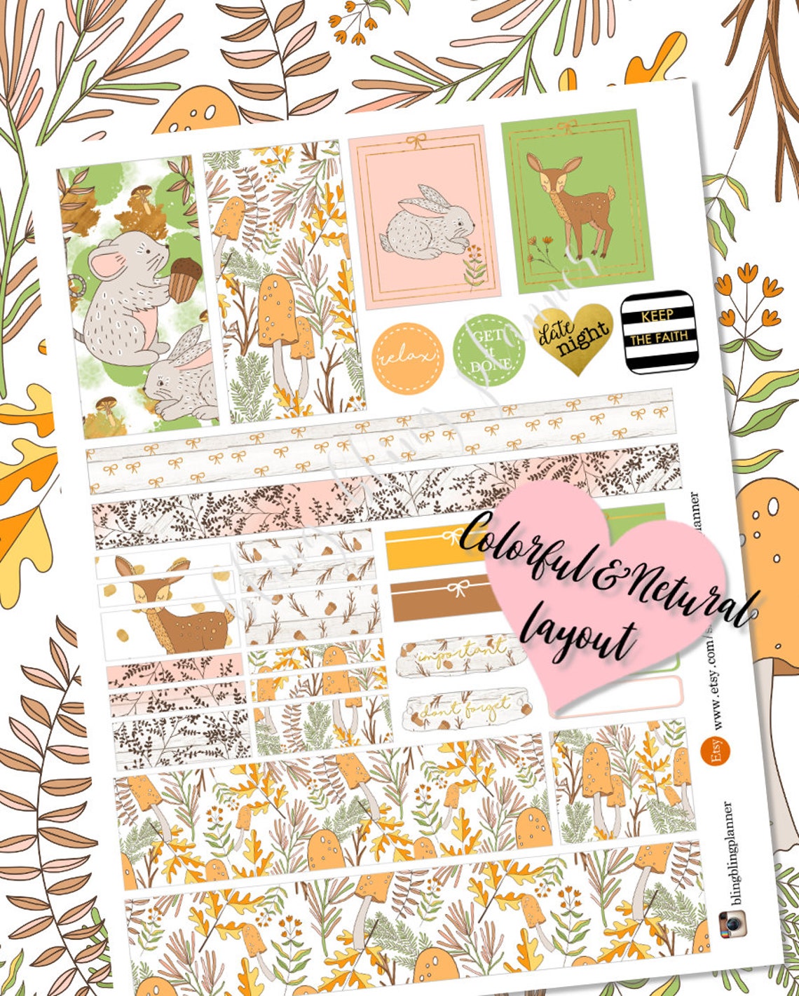 FOX PLANNER STICKERS fall Printable Planner stickers Owl | Etsy