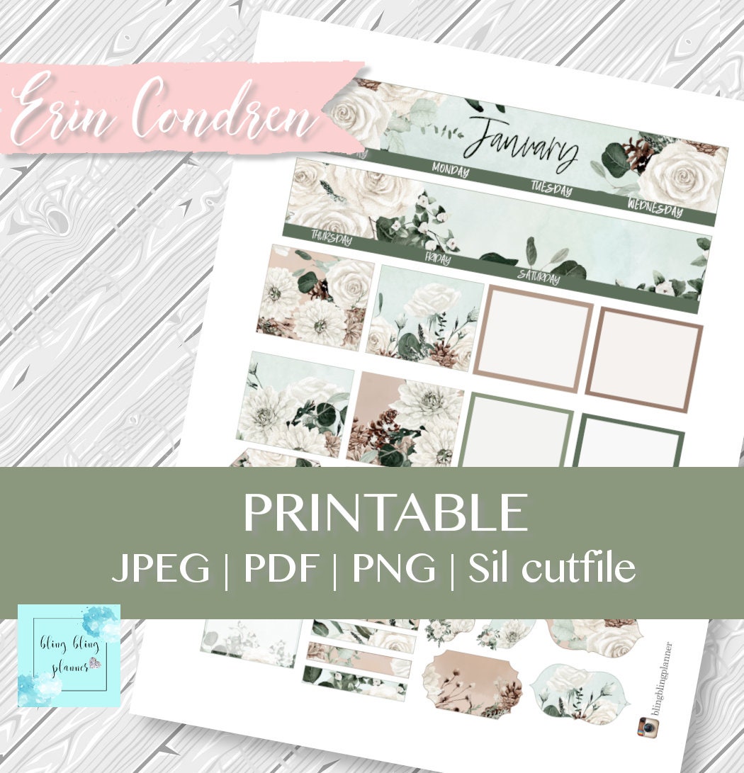 JANUARY PLANNER STICKERS, Printable January Sticker, Erin Condren ...
