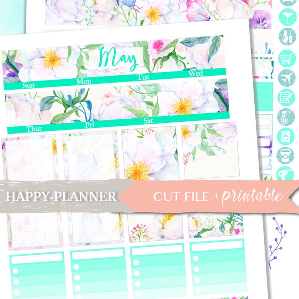 HAPPY PLANNER MONTHLY Kit, May Monthly Kit, Happy Planner Stickers, Happy Planner Kit, May Monthly, Digital Printable, Digital Stickers, diy