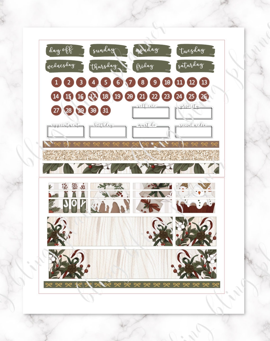 HOLIDAY PRINTABLE PLANNER Stickers Winter Printable Stickers - Etsy