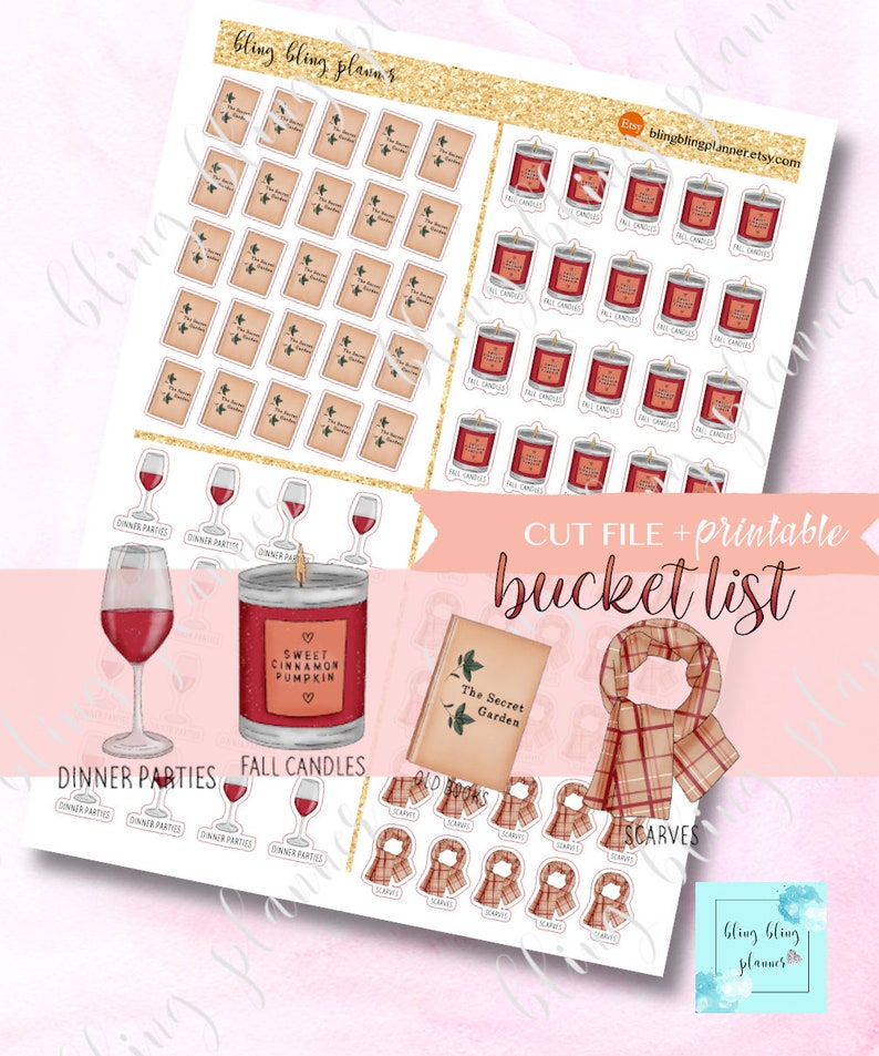 FALL BUCKET LIST Stickers Printable Fall Bucket Stickers Etsy