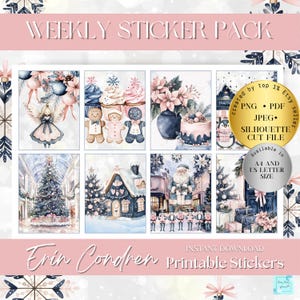 Blue Christmas PRINTABLE planner Sticker, December Erin Condren planner, Holiday weekly kit, Festival journaling, goodnotes sticker plan
