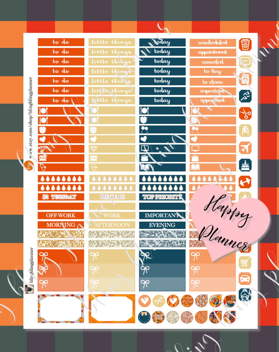 PRINTABLE Fall HAPPY PLANNER Stickers, Printable Pumpkin Stickers, Fall ...
