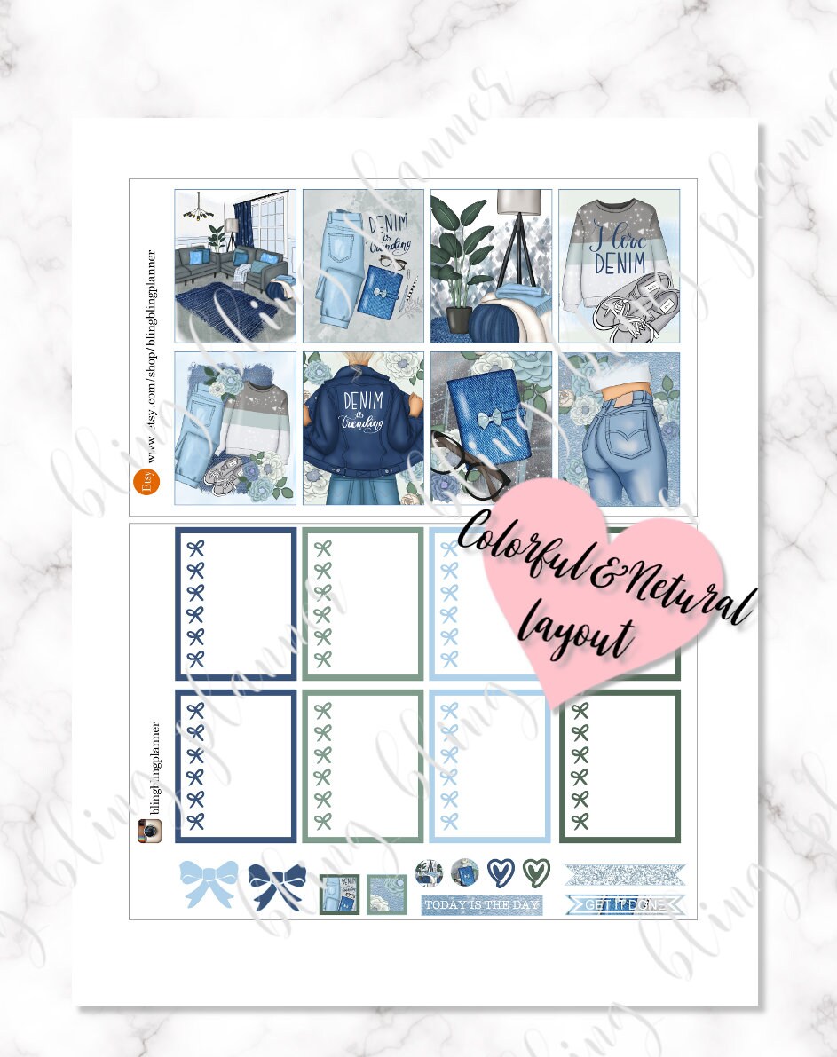 JEAN PRINTABLE PLANNER Stickers Jean Girl Planner Kit Jean - Etsy