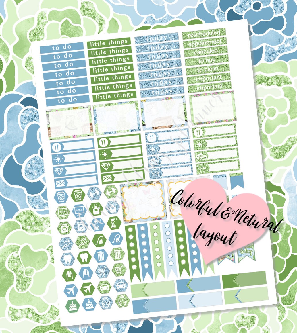FLORAL PLANNER WEEKLY Kit, Spring Printable Stickers, Erin Condren ...