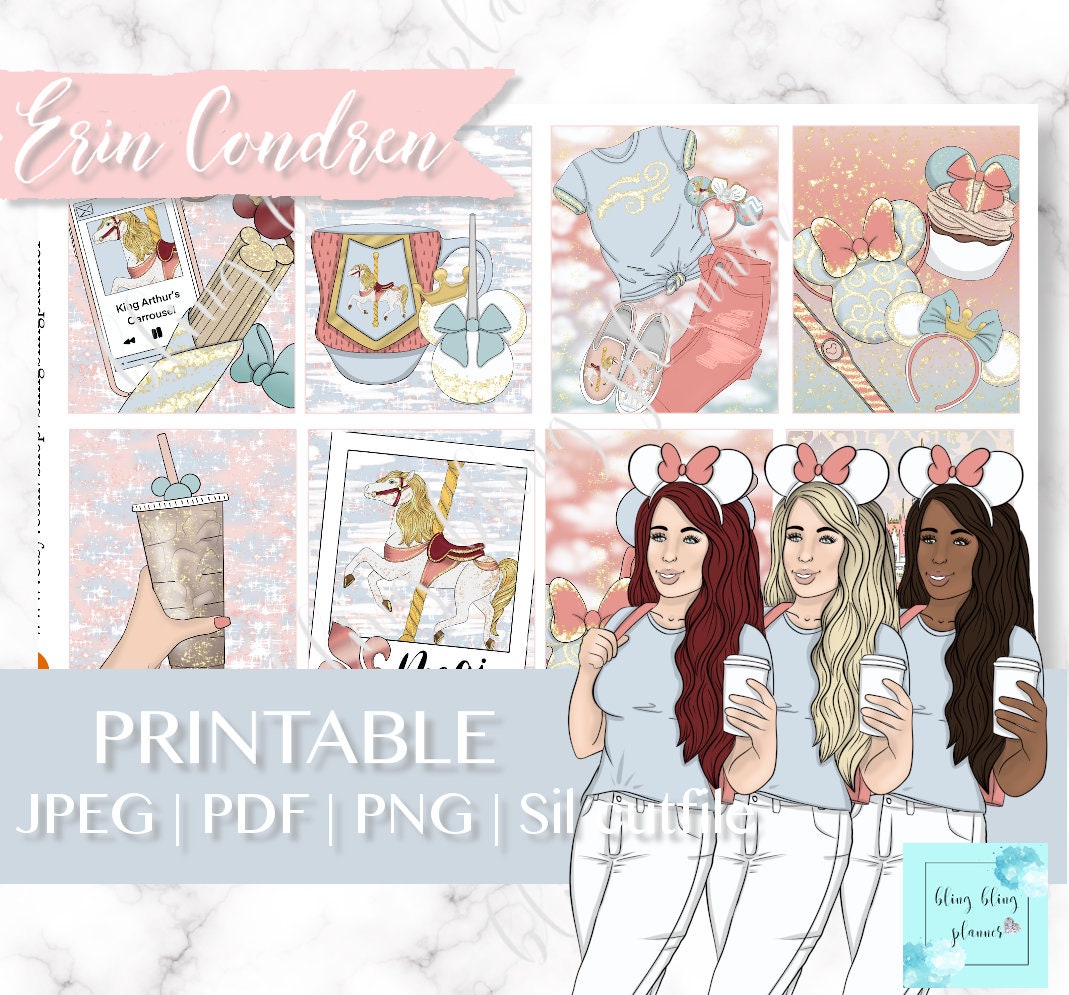 DISNEY PRINTABLE PLANNER Stickers, carousel horse planner stickers, magical planner sticker, amusement park sticker kit, ec printble sticker