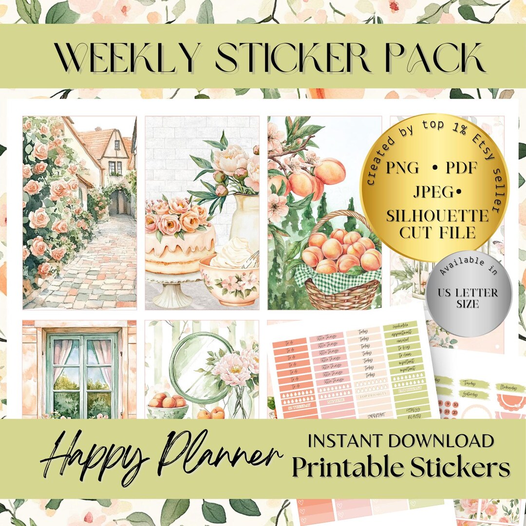 HAPPY PLANNER Summer Peach Printable Planner Sticker, Classic HP ...