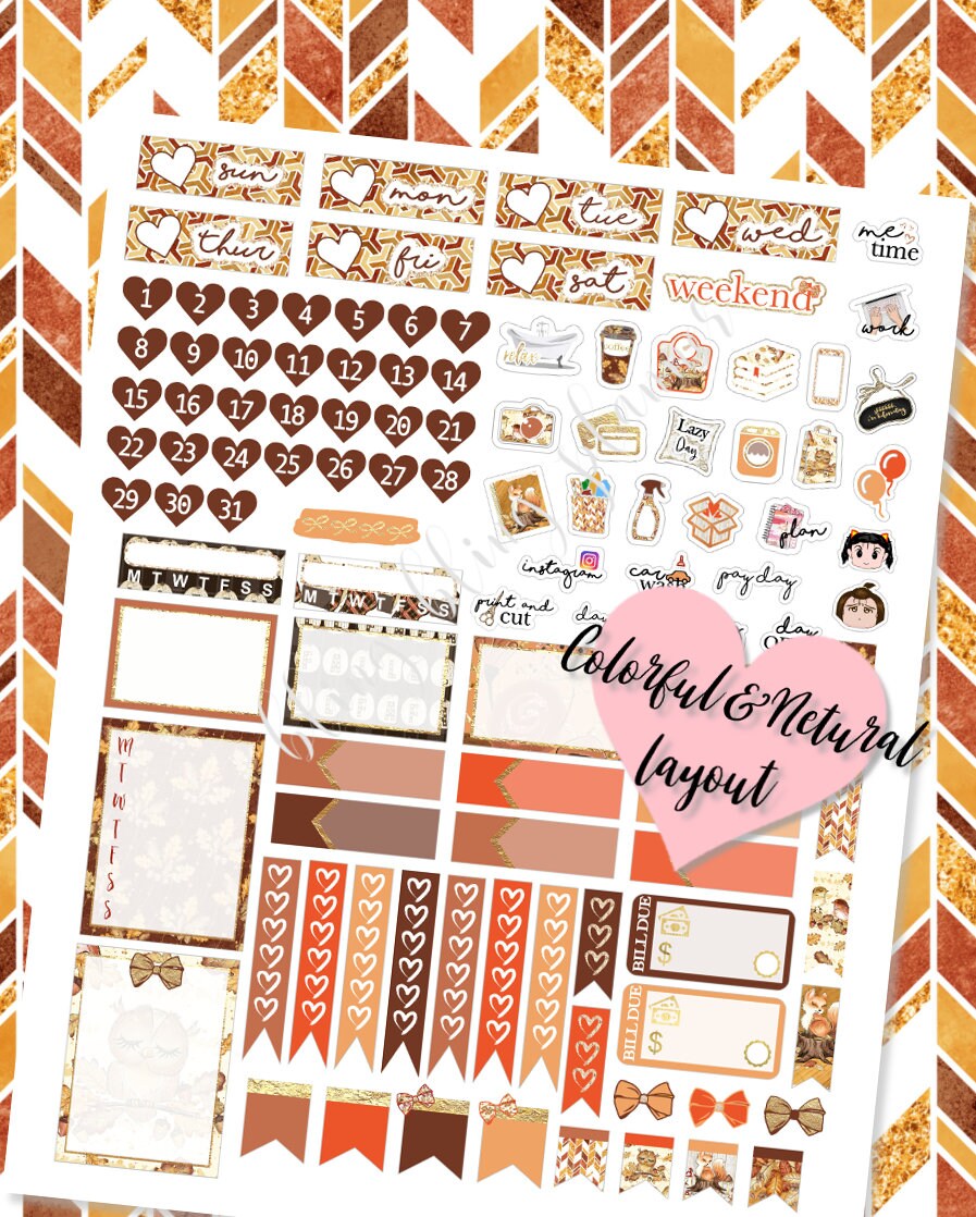FOX PLANNER STICKERS Fall Printable Weekly Kit Autumn | Etsy