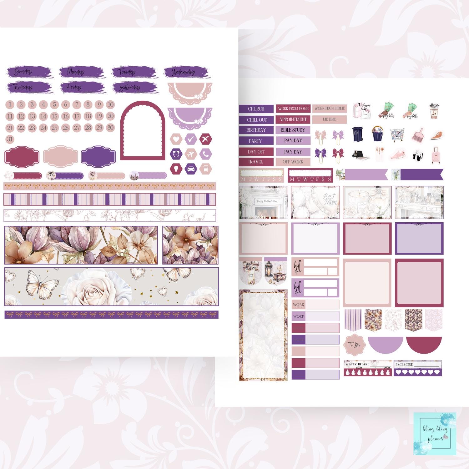 Fall City HP Classic Weekly Printable Planner Sticker, Floral Aesthetic ...