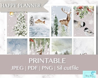 WINTER HAPPY PLANNER Stickers, Snow printable planner stickers, printable happy planner stickers, snow weekly kit, winter planner stickers