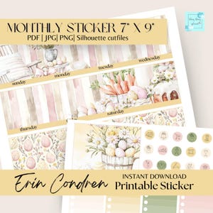 2025 APRIL Monatlicher ec Druckbarer Aufkleber, kein Monat Monatlicher Kit, Erin Condren Vertikaler Aufkleber Kit, EC 7 x 9, Cut File, Cricut PNG, monatlich