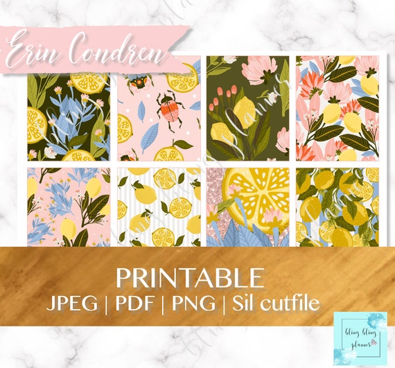 LEMON PRINTABLE PLANNER Stickers, Summer Planner kits printable, Lemon Planner stickers, Lemon tree sticker, Erin condren printable weekly