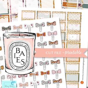 BOW CLIP PRINTABLE, Half Box Planner Sticker, Functional planner stickers, Quarter box Printable, Full Box, Sticker for Erin Condren, fall