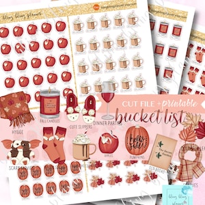 FALL BUCKET LIST stickers, Printable Fall Bucket stickers, Fall Planner icons, Printable Functional Stickers, goodnotes stickers, fall deco