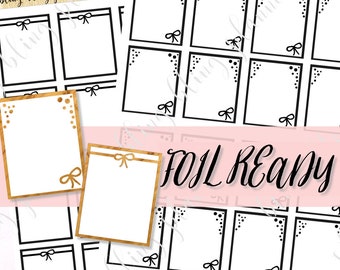 FOIL READY full box, Bow Printable full box stickers, Functional planner stickers, foil ready printable, foil bow sticker, for Erin Condren,