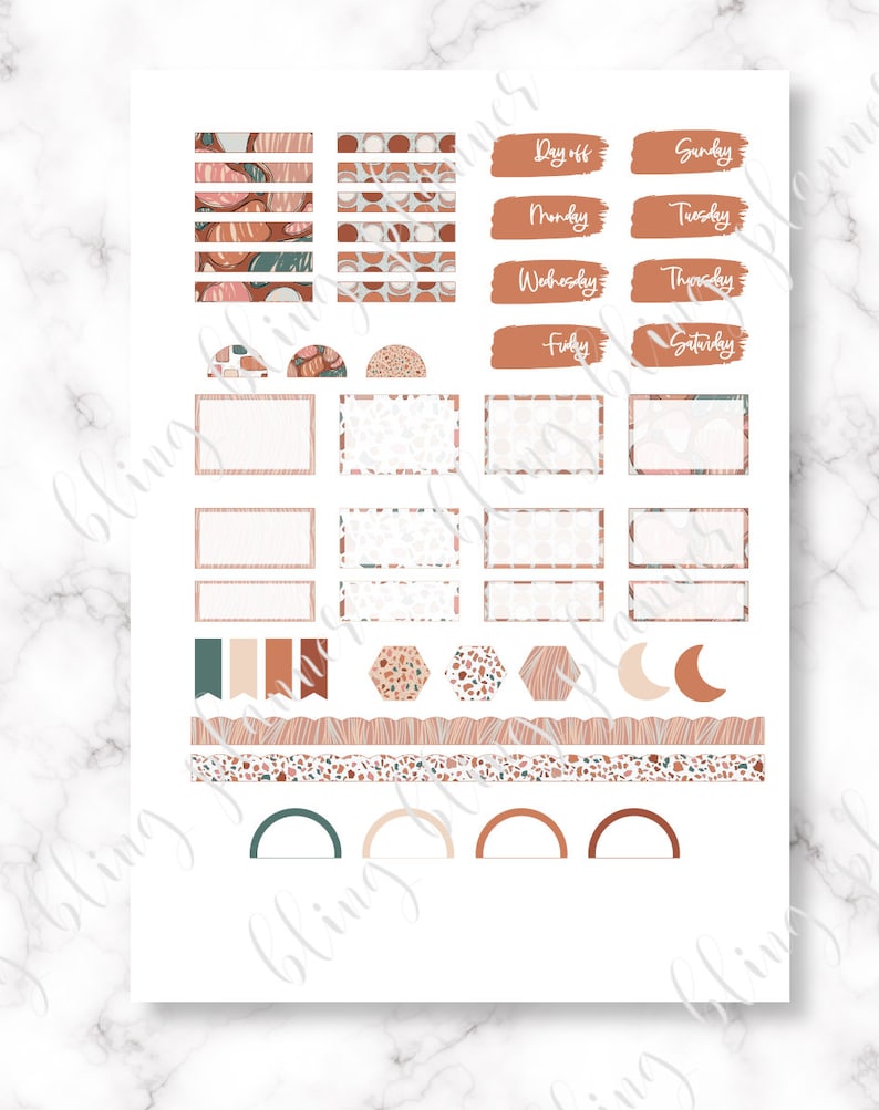 BOHO Summer PRINTABLE Planner Stickers Boho Printable - Etsy