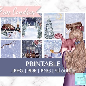 WINTER PRINTABLE PLANNER Stickers, snow printable stickers, winter deer planner sticker kit, printable erin condren, fox printable sticker