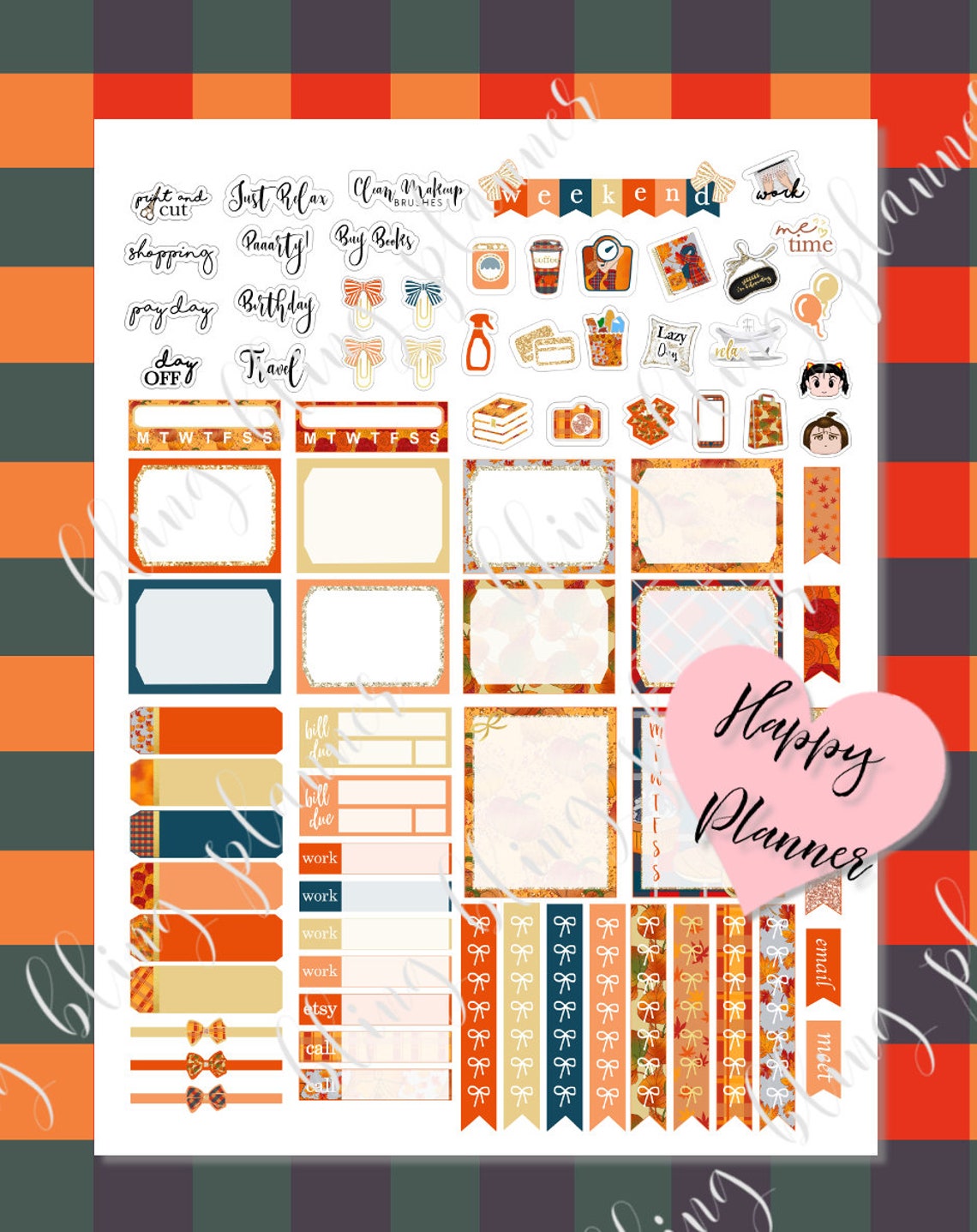 PRINTABLE Fall HAPPY PLANNER Stickers Printable Pumpkin | Etsy