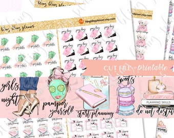 GENERAL PLANNER STICKERS, Printable planning icons, pay day sticker, functional planner deco, shopping planner stickers, girl night sticker