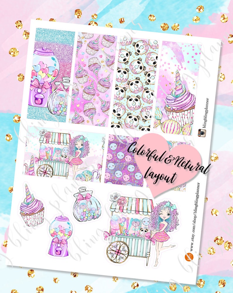 SWEET PRINTABLE PLANNER Stickers, Summer Printable Stickers, cute planner stickers, for Erin Condren, ec printable weekly, printable sticker image 5