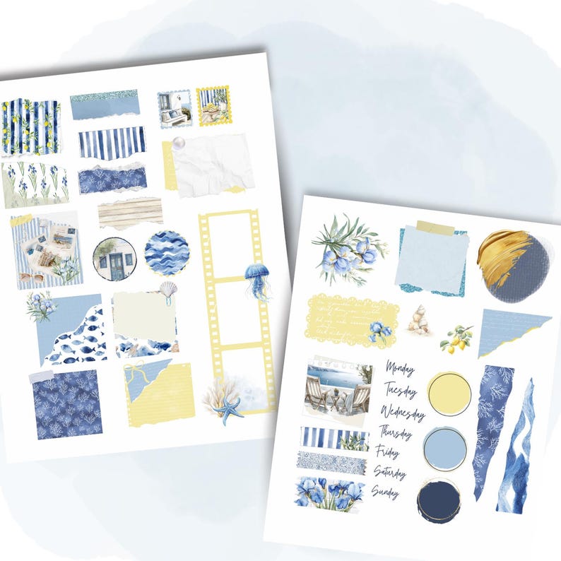 Summer Beachside PRINTABLE Journal Sticker Bundle, Seaside Day ...