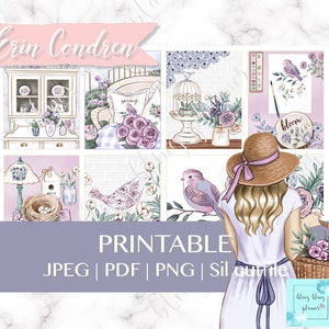 TUINIEREN AFDRUKBARE PLANNER Stickers, afdrukbare lentetuinstickers, lavendel Planner kit, afdrukbare lentesticker, bloemenstickerkit