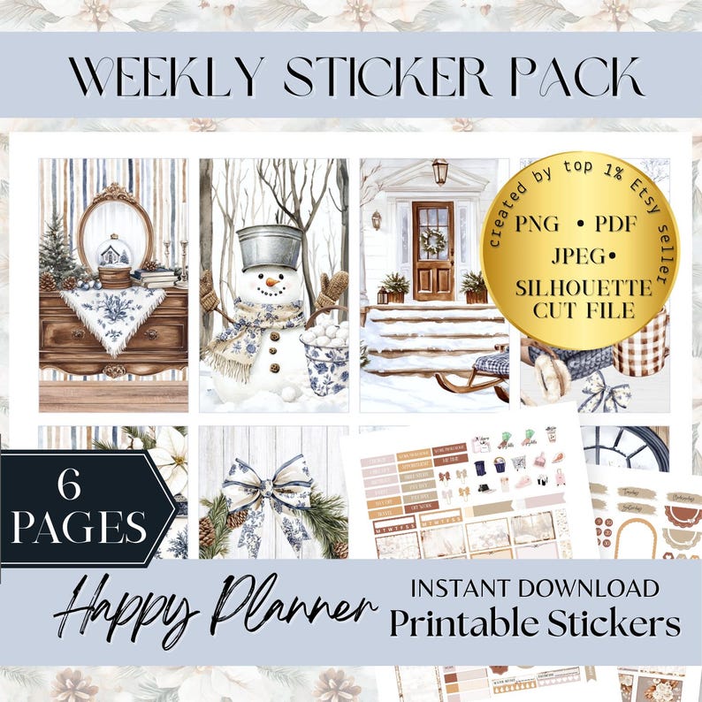 Winter Happy Planner Printable Planner Sticker Set: Classic Happy ...