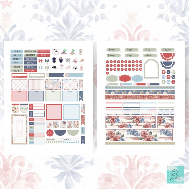 July 4th Erin Condren Printable Planner Stickers: Independence Day ...