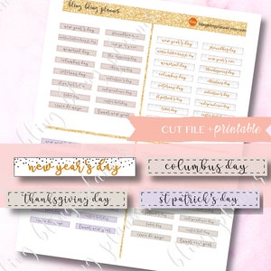 CALENDAR HOLIDAY Planner Stickers, Printable holiday planner stickers, US holiday stickers, all-year-around holiday stickers, goodnotes