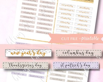 KALENDER VAKANTIE plannerstickers, afdrukbare vakantieplannerstickers, Amerikaanse vakantiestickers, het hele jaar door vakantiestickers, goodnotes
