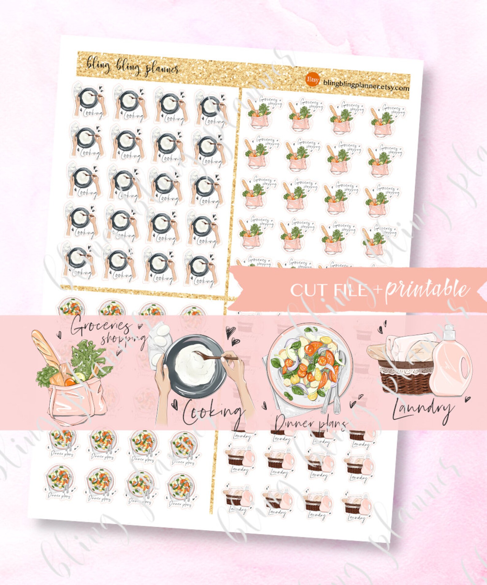 GENERAL PLANNER STICKERS, Grocery Planner Icon, Printable Cleaning ...