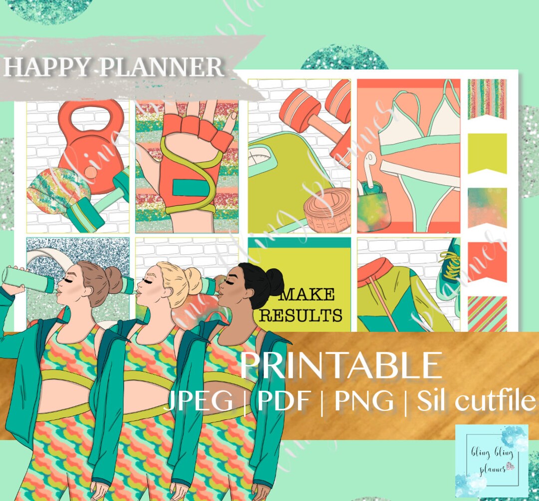 HAPPY PLANNER FITNESS Sticker, Happy Planner Fitness Kit, Fitness
