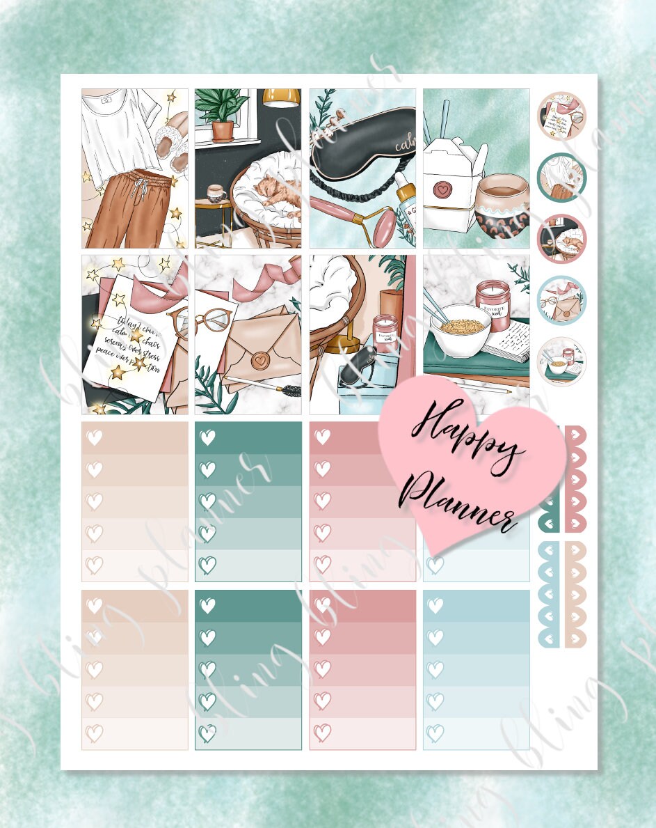 PRINTABLE HAPPY PLANNER Stickers, Cozy Home Planner Stickers, Happy ...