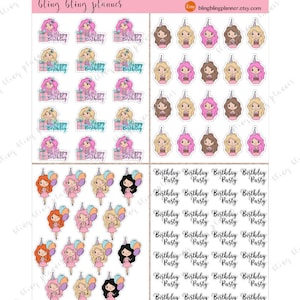 BIRTHDAY GIRL Printable Stickers, Printable Planner Deco, Kawaii ...